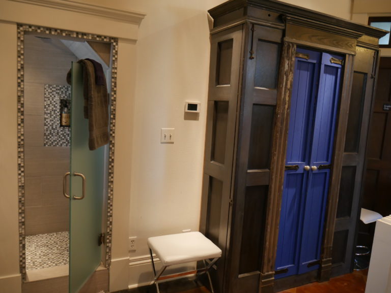 Blue wardrobe with bathroom